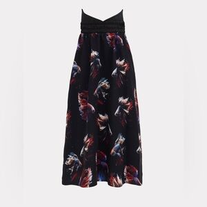 Julia Allert Corseted Fish Print Flare Skirt Black
